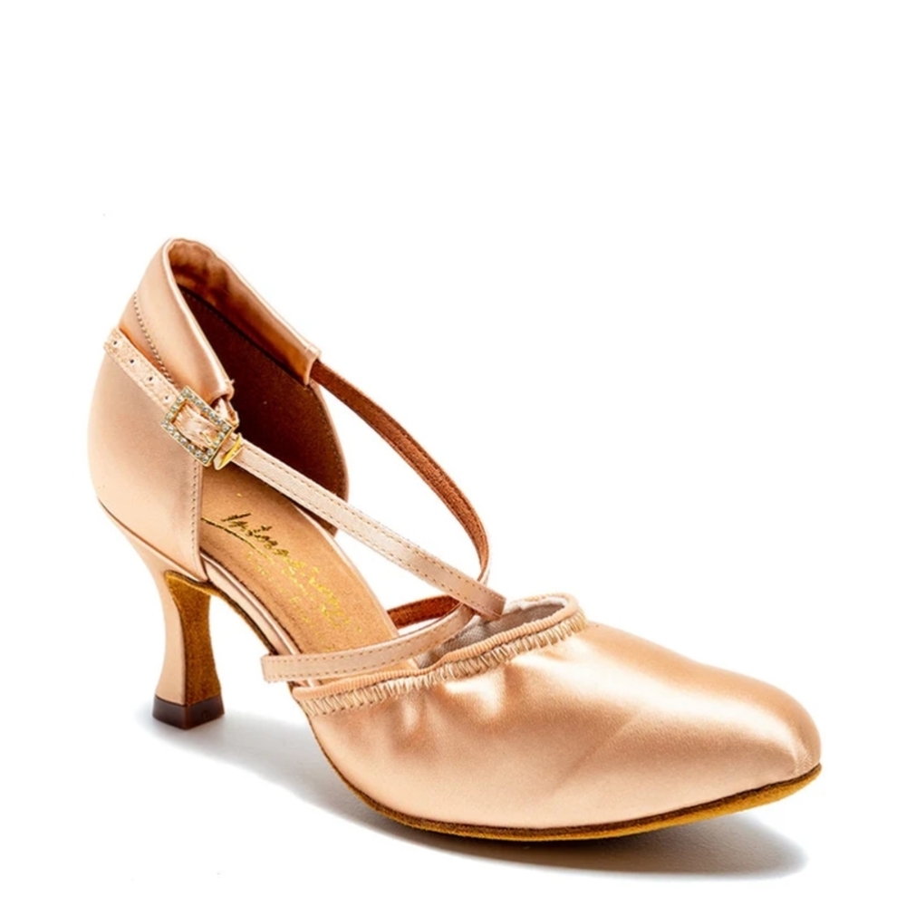 International Dance Shoes American Flex Smooth Ballroom 2" Like New UK7.5 Peach